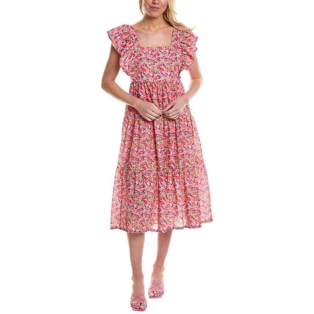 CROSBY BY MOLLIE BURCH Eloise Tie Midi Dress - Pink M $286